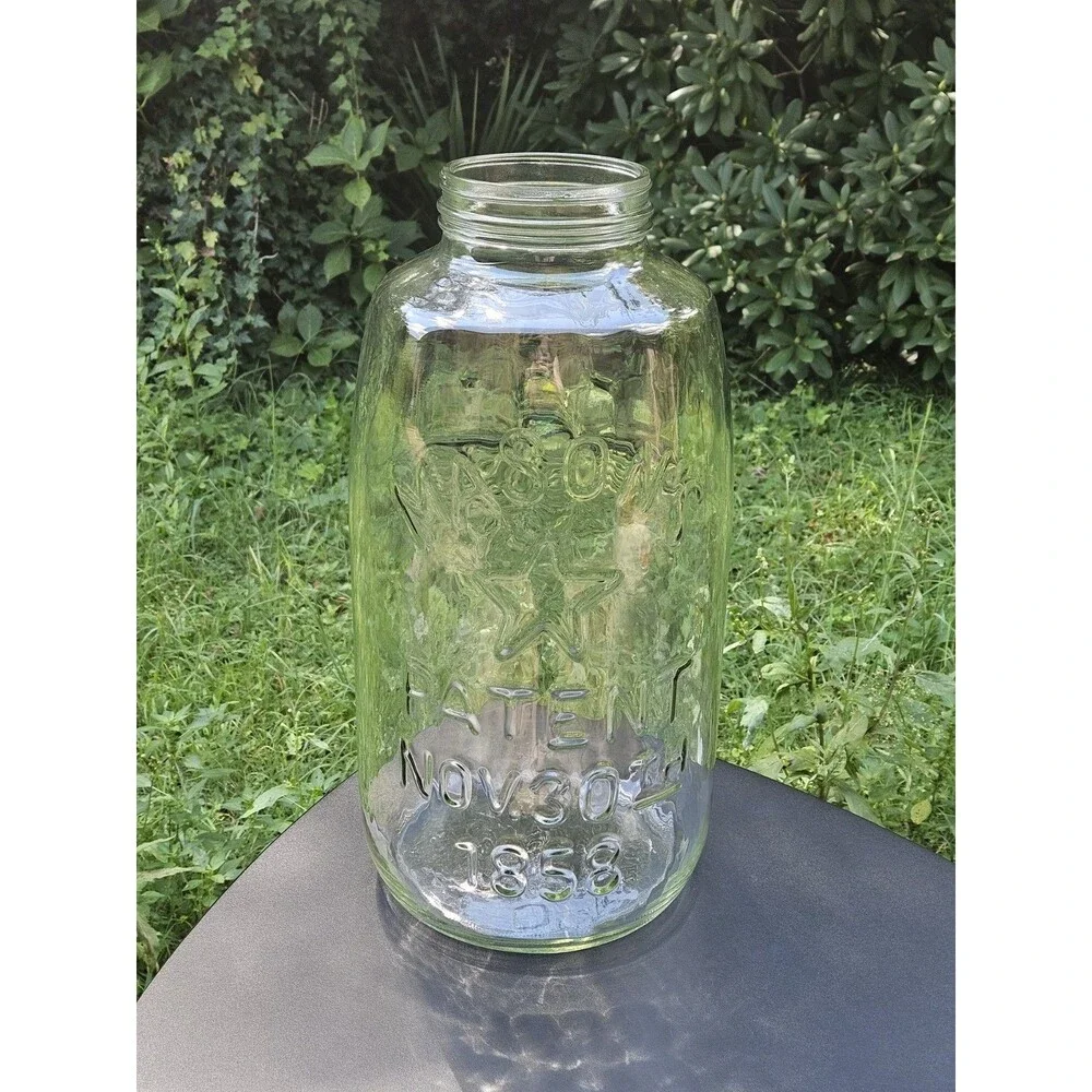 GIANT Vintage Mason Jar 18” Clear Patent Nov 30th 1858 Eagle 5 Gallon w/ Handle
